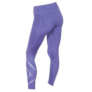 2XU Womens Mid Rise Compression Tights imperial purple silver logo 1
