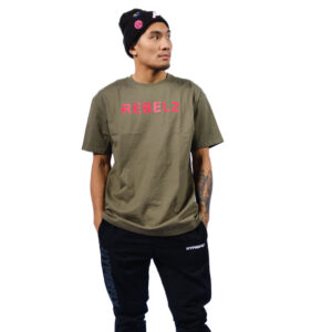 rebelz logo olive tshirt 1