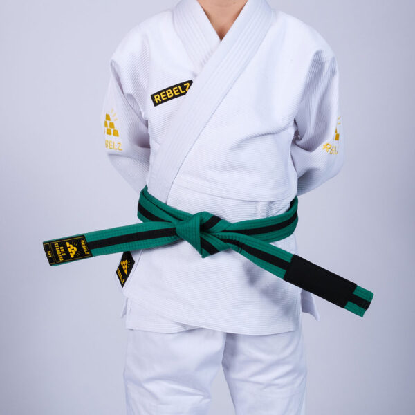 Rebelz BJJ Belt Kids Gold Standard Green Black