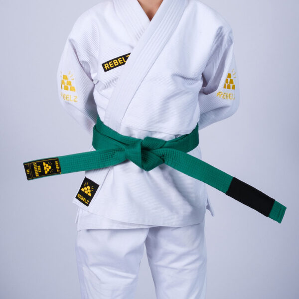 Rebelz BJJ Belts Kids Gold Standard Green