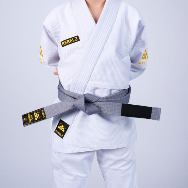 Rebelz BJJ Belts Kids Gold Standard Grey