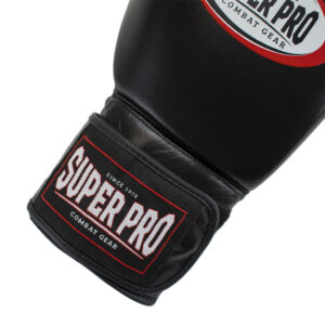 Super Pro Combat Gear Thai Pro Leather Boxing Gloves Black4