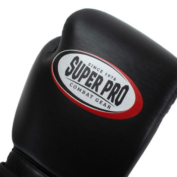 Super Pro Combat Gear Thai Pro Leather Boxing Gloves Black6