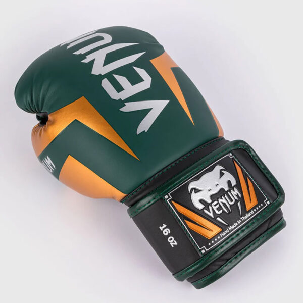 Venum Boxing Gloves Elite green bronze silver 2